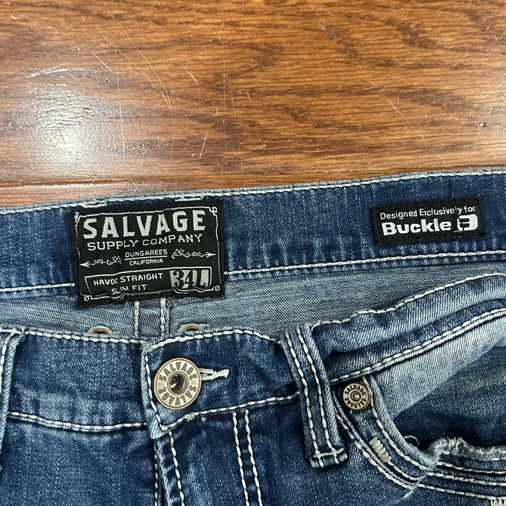 Buckle Men's Straight Jeans - Distressed Blue - Picture 2 of 3